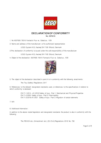 LEGO 76316 Marvel Fantastic Four vs. Galactus Construction Figure - Building Toy with Reed Richards, Invisible Woman, The Thing & Human Torch Minifigures