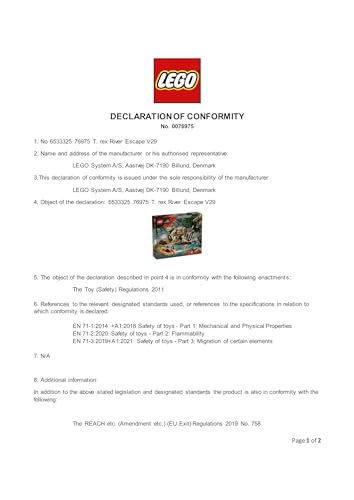 LEGO 76975 Jurassic World T. Rex River Escape incl. a Dino Figure, Boat Toy, ATV & 2 Minifigures