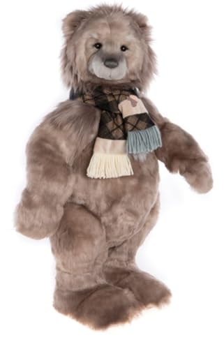 Charlie Bears Old Father Time Large Teddy Bear Plush Standing Secret Collection With Scarf Brown and Beige Fur
