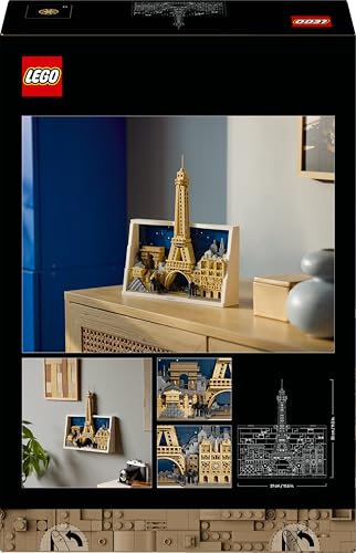 LEGO 21064 Architecture Paris – City of Love - DIY Miniature Model Kit for Adults - Home Decor 3D Wall Art with Iconic Parisian Landmarks Incl. Eiffel Tower