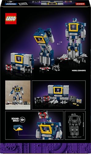 LEGO 10358 Icons Transformers : Soundwave - Display Model Kit with Convertible Figures incl. Laserbeak & Ravage, plus a Sound Brick
