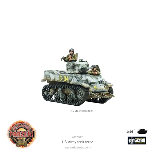 Warlord Games US Army Tank Force - 1:56 / 28mm Plastic Scale Model Tanks for Achtung Panzer Highly Detailed World War 2 Miniatures for Table-top Wargaming