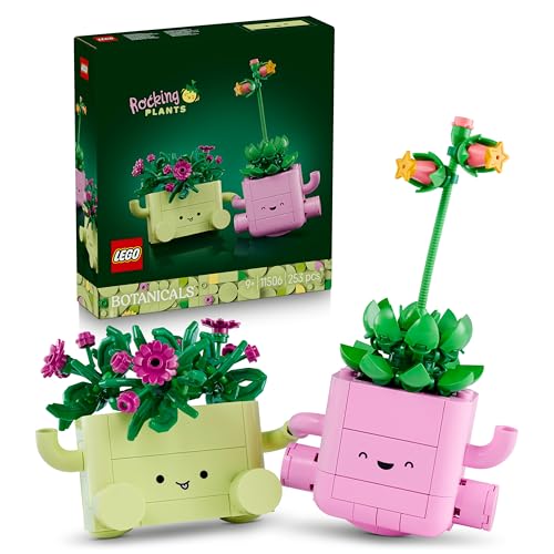 LEGO 11506 Botanicals Rocking Plants - Artificial Flowers Set - incl. 2 Faux Plants & 2 Pastel Coloured Pots for Bedroom Decor