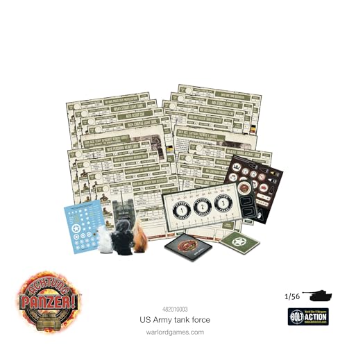 Warlord Games US Army Tank Force - 1:56 / 28mm Plastic Scale Model Tanks for Achtung Panzer Highly Detailed World War 2 Miniatures for Table-top Wargaming