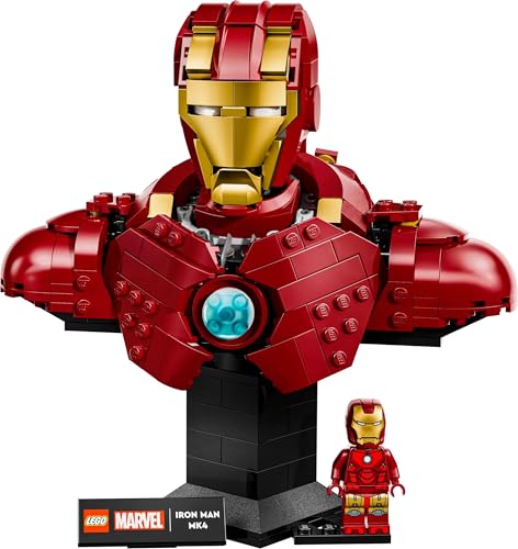 LEGO 76327 Marvel Iron Man MK4 Bust - Display Model Building Set for Adults incl. a Tony Stark Minifigure, plus Shoulder Cannons and a Rotating Head