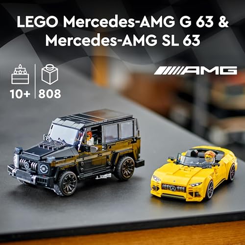 LEGO 76924 Speed Champions Mercedes-AMG G 63 & Mercedes-AMG SL 63 Car Toys, Vehicle Playset for Kids, 2 Building Sets with 2 Driver Minifigures, Gift for 10 Plus Year Old Boys and Girls 76924