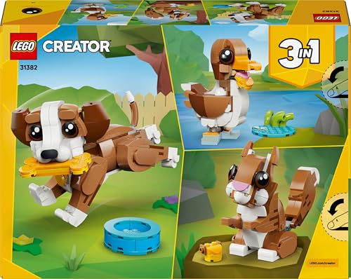 LEGO 31382 Creator 3in1 Cute Animals : Playful Puppy Dog Toy - Pet Animal Figure Transforms into a Squirrel or Duck