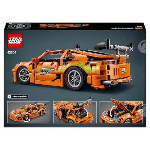 LEGO 42204 Technic Fast and Furious Toyota Supra MK4 Toy Car - 6 Cylinder Engine & Opening Doors