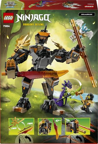 LEGO 71854 Ninjago Cole's Mission Mech & Dragon Zane - with Action Figure, 3 Minifigures and Swords