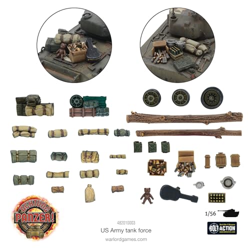 Warlord Games US Army Tank Force - 1:56 / 28mm Plastic Scale Model Tanks for Achtung Panzer Highly Detailed World War 2 Miniatures for Table-top Wargaming