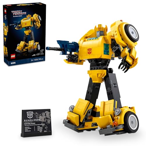LEGO 10338 Icons Transformers Bumblebee Action Figure Building Set, Collectible Robot Model Kit for Adults to Build, Converts to Vehicle Mode