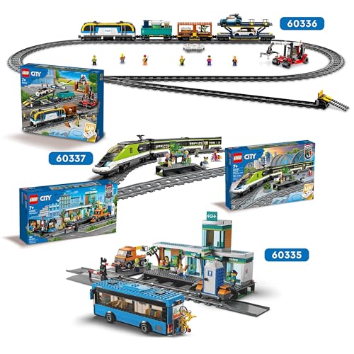 LEGO 60337 City Express Passenger Train Set, Remote Controlled with Working Headlights, 2 Coaches and 24 Track Pieces, Plus 6 Minifigures