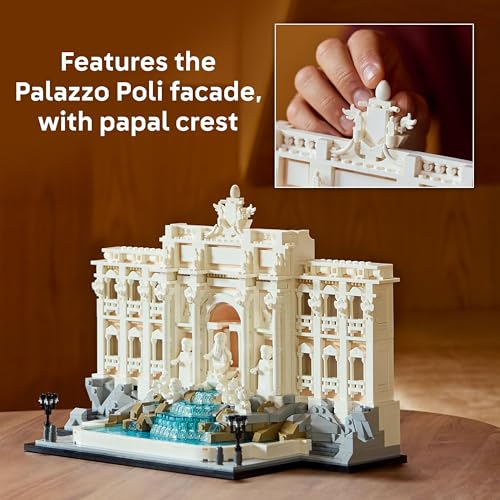 LEGO 21062 Architecture Trevi Fountain - Baroque Monument Model Kit with Palazzo Poli Facade & Minifigure Sculptures - Home or Office Decor DIY Set for Adults
