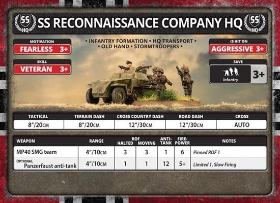 Flames of War - German SS Reconnaissance Company HQ Armoured GBX153 FBA