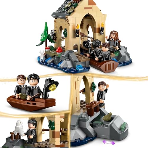 LEGO 76426 Harry Potter Hogwarts Castle Boathouse with 2 Boats - Includes 5 Character Minifigures and Hedwig the Owl Figure