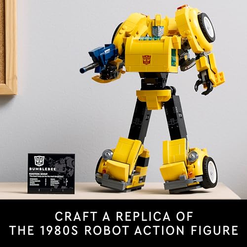 LEGO 10338 Icons Transformers Bumblebee Action Figure Building Set, Collectible Robot Model Kit for Adults to Build, Converts to Vehicle Mode