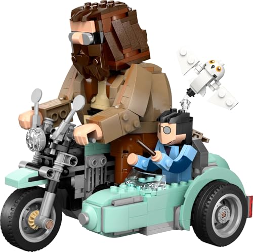 LEGO 76443 Harry Potter Hagrid & Harry’s Motorcycle Ride - Play and Display Motorbike Toy with a Sidecar & Hedwig Owl Figure