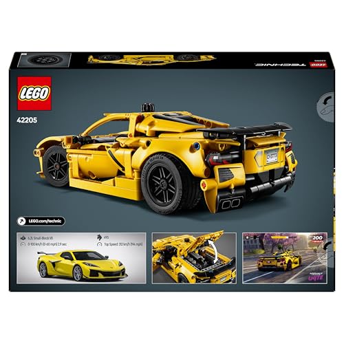 LEGO 42205 Technic Chevrolet Corvette Stingray Race Car Toy, 8-Cylinder Engine and Differential