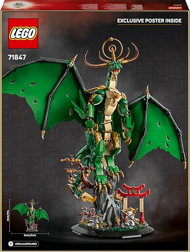 LEGO 71847 Ninjago The Guardian Dragon - Features a Posable Dragon Figure, Master Wu Minifigure & a Scenic Rock-Effect Display Stand