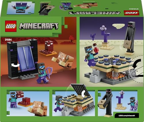 LEGO 21584 Minecraft Nether & End Portal Journey - with a Cool Hero, Enderman & Baby Hoglin Mob Figures