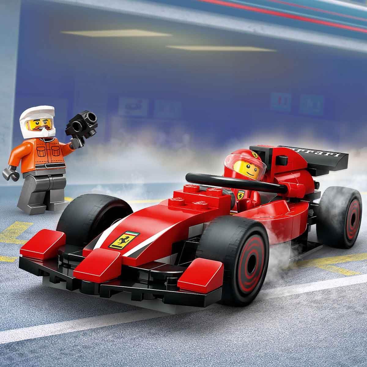 LEGO 60443 - City F1 Pit Stop & Pit Crew with Ferrari Car Toy - Formula 1 Set incl. a Driver Minifigure, 4 Mechanics, Spare Tyres & Wheel Guns