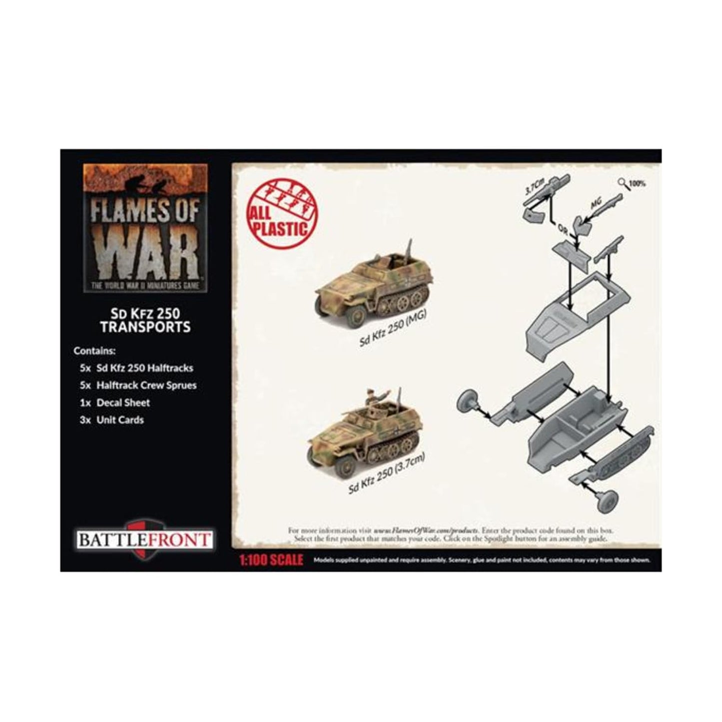 Flames of War - German Sd Kfz 250 Transports (x5 Plastic) - GBX129