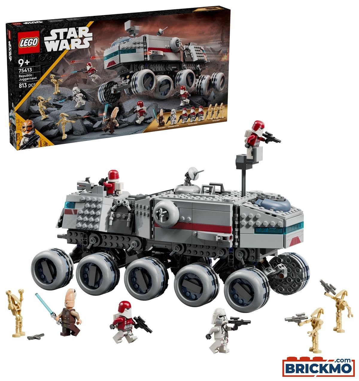 LEGO Star Wars 75413 Republic Juggernaut - Building Toy with 3 Droid Figures & 5 Minifigures incl. Ki-Adi-Mundi with a Lightsaber