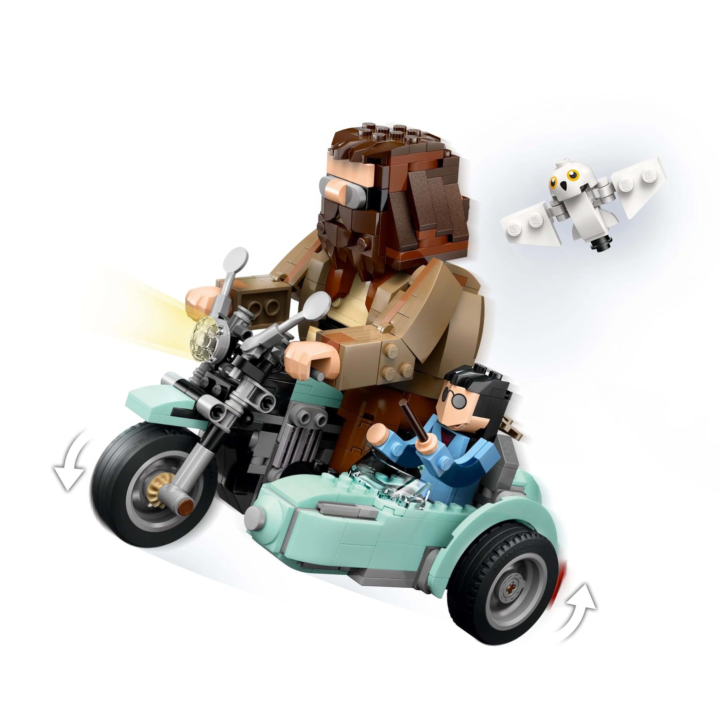 LEGO 76443 Harry Potter Hagrid & Harry’s Motorcycle Ride - Play and Display Motorbike Toy with a Sidecar & Hedwig Owl Figure