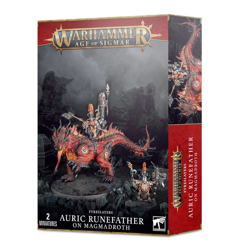 Games Workshop - Warhammer Age of Sigmar - Fyreslayers : Auric Runefather on Magmadroth