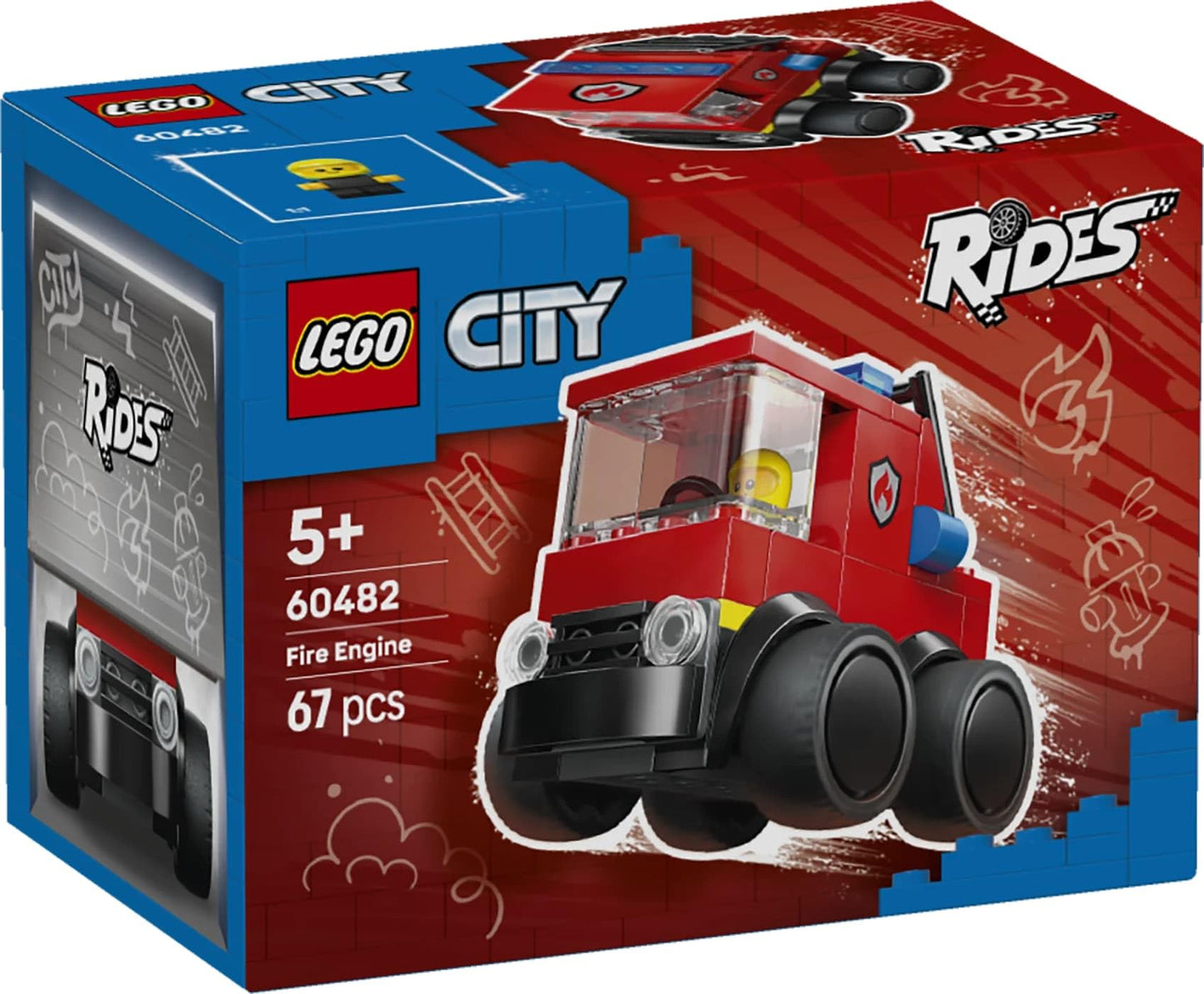 LEGO 60482 City Rides – Fire Engine Toy - Emergency Vehicles Building Set with a Firefighter Junior Minifigure