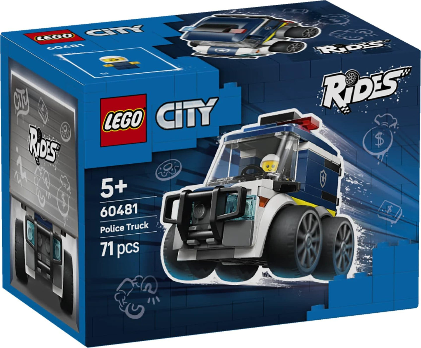 LEGO 60481 City Rides – Police Truck Toy - Emergency Vehicles Building Set with a Police Officer Junior Minifigure