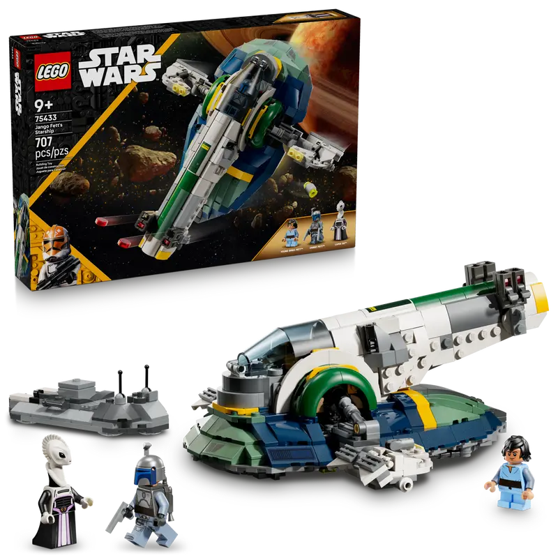 LEGO Star Wars 75433 Jango Fett's Starship - Play & Display Toy with Rotating Wings & 3 Minifigures incl. Boba Fett
