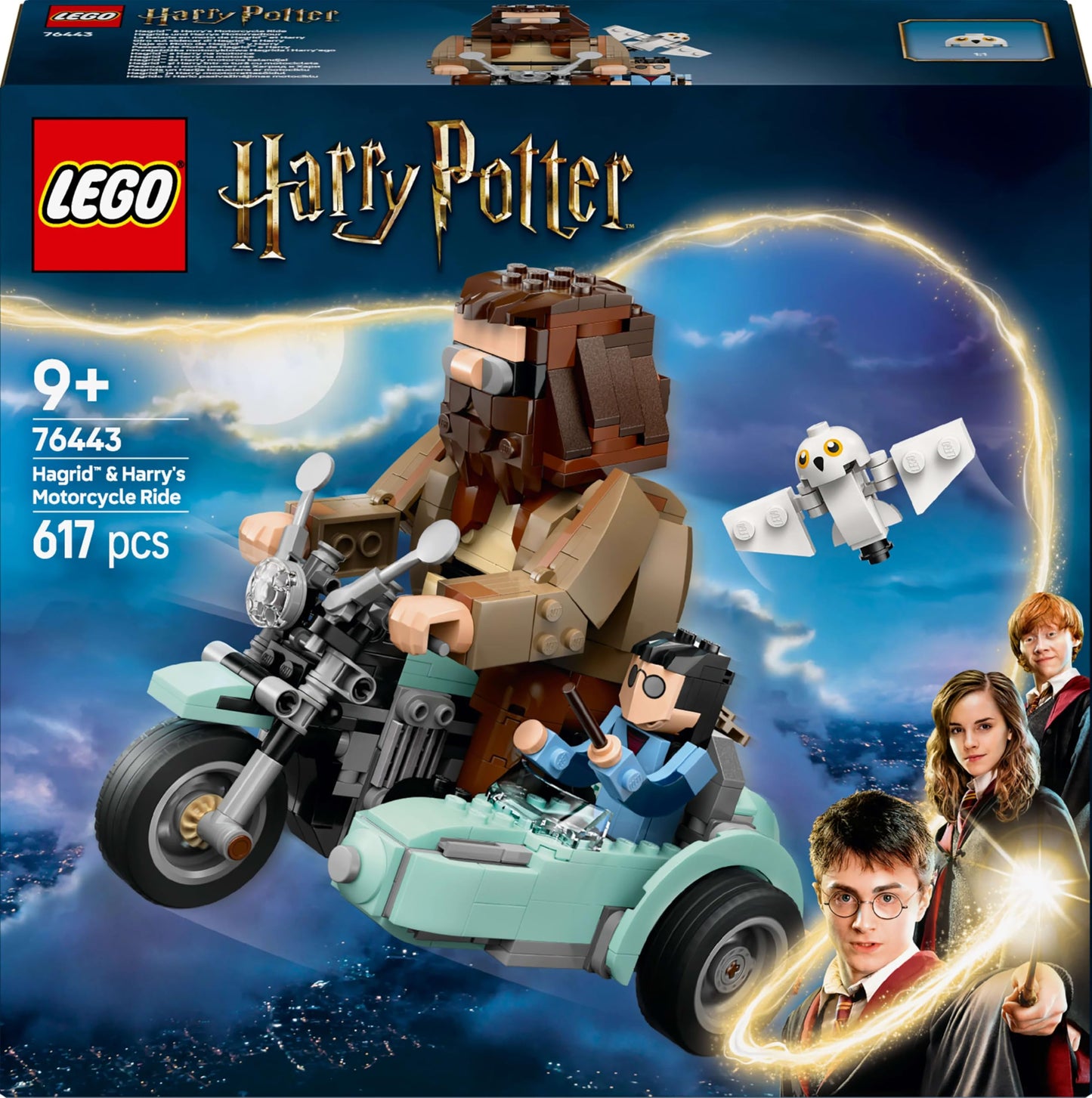 LEGO 76443 Harry Potter Hagrid & Harry’s Motorcycle Ride - Play and Display Motorbike Toy with a Sidecar & Hedwig Owl Figure