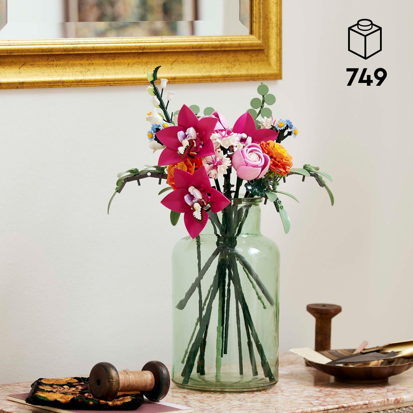LEGO 10342 Botanicals Pretty Pink Flower Bouquet Set for Adults - Floral Home Decor Building Kit with Artificial Roses, Daisies, Cornflowers and Elderflowers - Nature Gifts for Women and Men - 10342