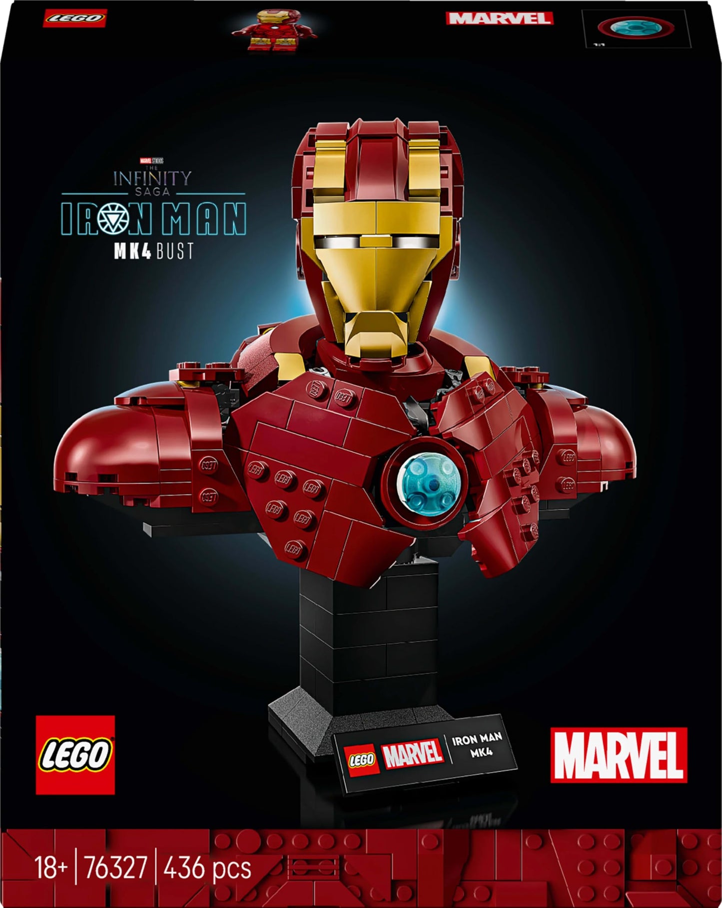 LEGO 76327 Marvel Iron Man MK4 Bust - Display Model Building Set for Adults incl. a Tony Stark Minifigure, plus Shoulder Cannons and a Rotating Head