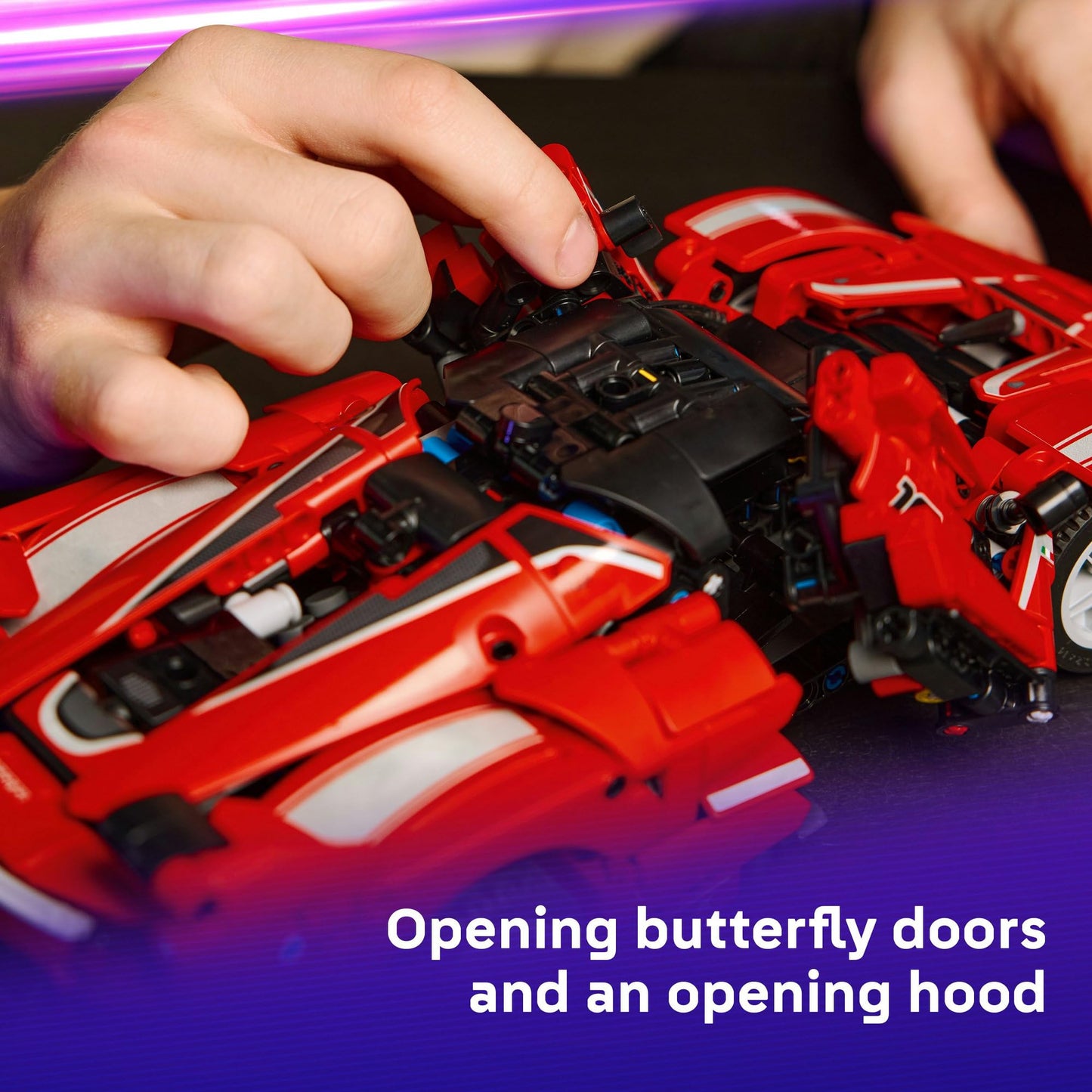 LEGO 42212 Technic Ferrari FXX K Race Car Toy - Play & Display Model Building Kit with V12 Engine, Differential and Moving Pistons