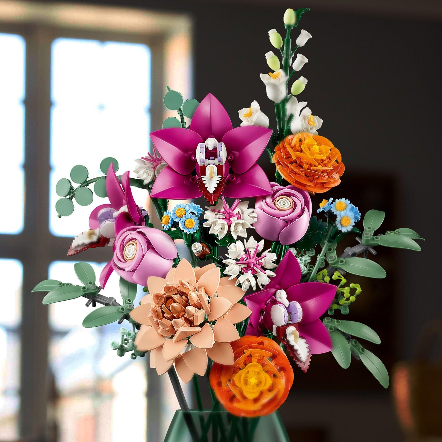 LEGO 10342 Botanicals Pretty Pink Flower Bouquet Set for Adults - Floral Home Decor Building Kit with Artificial Roses, Daisies, Cornflowers and Elderflowers - Nature Gifts for Women and Men - 10342
