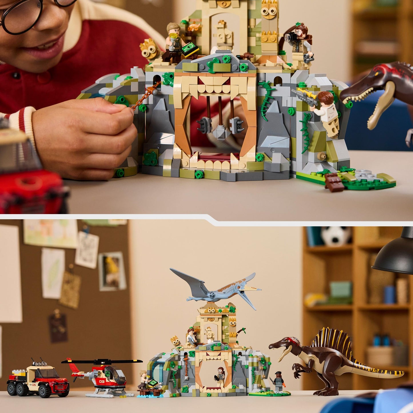 LEGO 76976 Jurassic World Spinosaurus & Quetzalcoatlus Air Mission Toy - incl. 2 Dinosaur Figures, Truck & Helicopter Toys plus 4 Minifigures