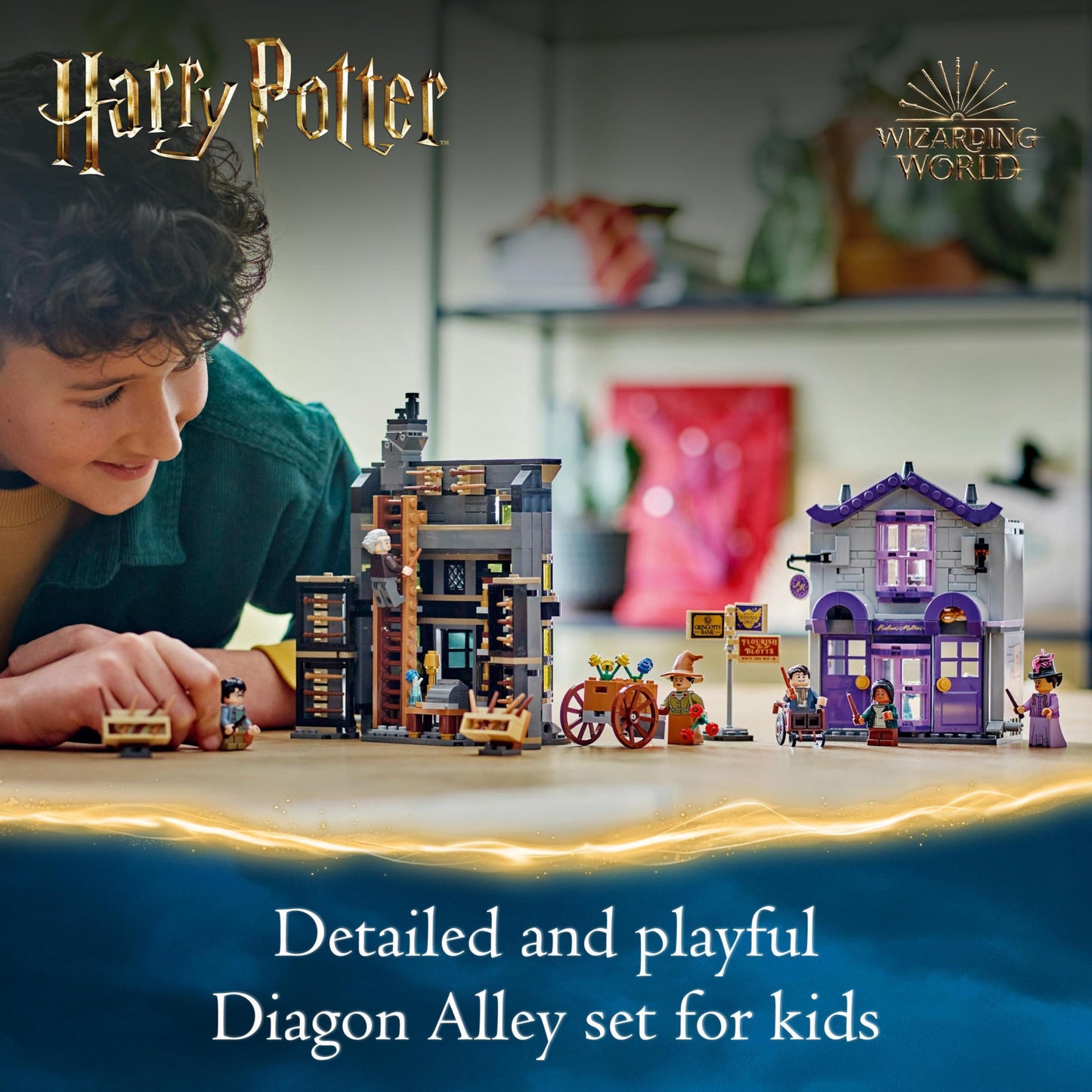 LEGO 76439 Harry Potter Ollivanders & Madam Malkin's Robes Set, Collectible Diagon Alley Wand and Clothes Shop Toys for 8 Plus Year Old Kids, Girls & Boys, with 6 Minifigures, Wizarding World Gifts