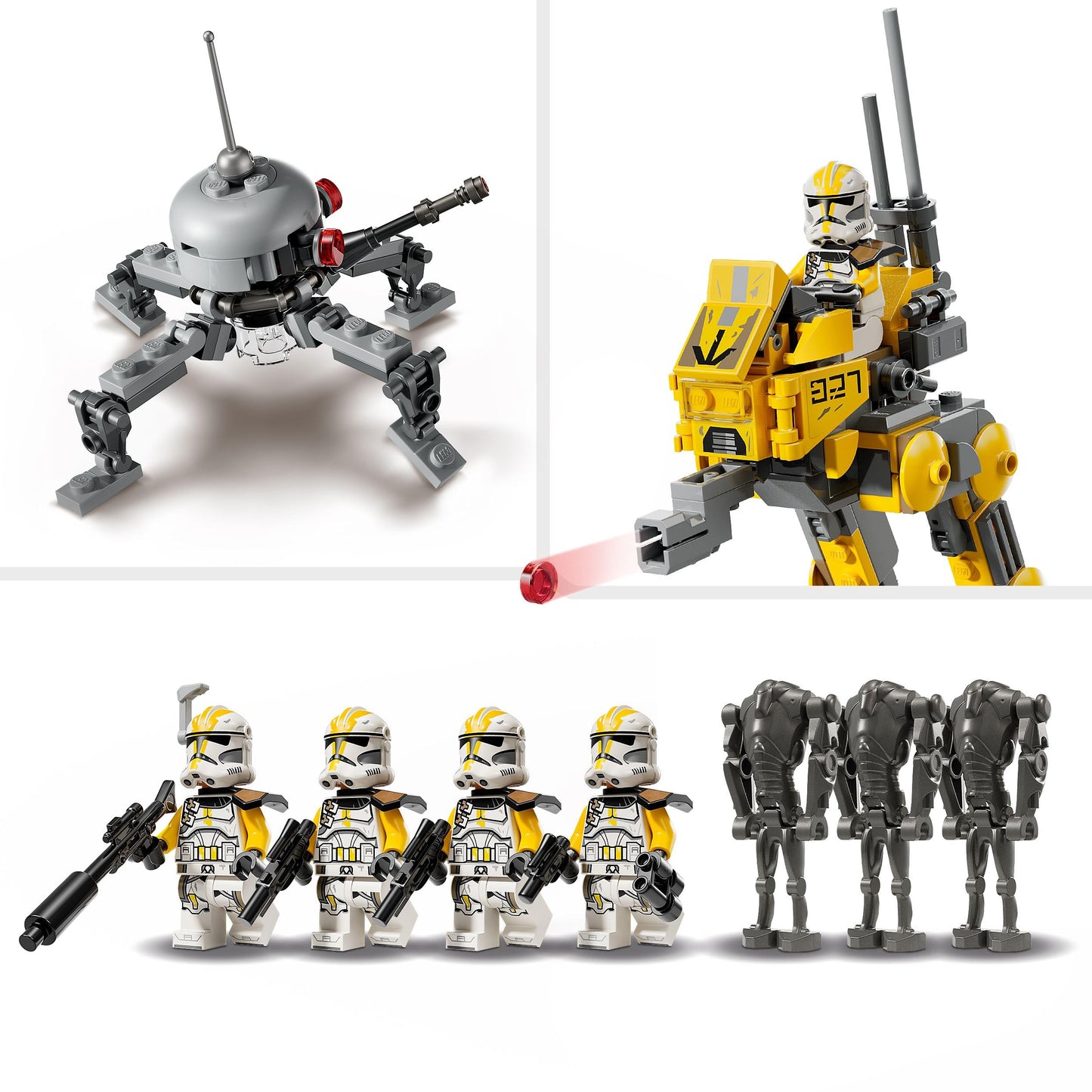 LEGO Star Wars 75431 327th Star Corps Clone Troopers Battle Pack - Collectible Toy incl. 4 Minifigures, 3 Battle Droid Figures & an AT-RT