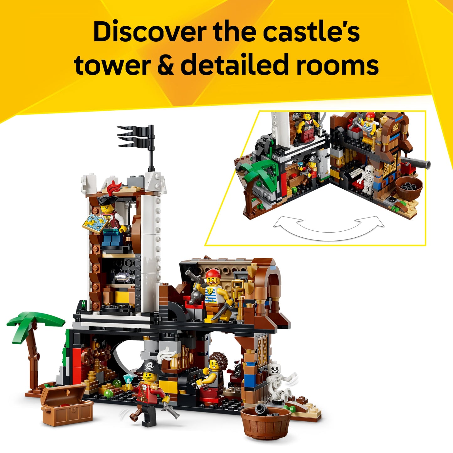 LEGO 31387 Creator 3 in 1 Iconic Pirate Ship Toy - Transforms into a Castle or 2 Twin Boats