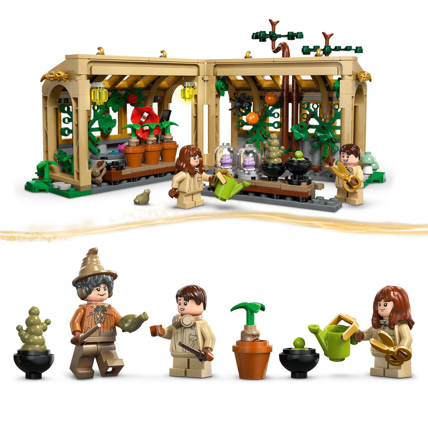 LEGO 76445 Harry Potter Hogwarts Castle : Herbology Class Set with Neville Longbottom, Hermione Granger & Prof. Sprout Minifigures - incl. 3 Mandrake Toy Plants