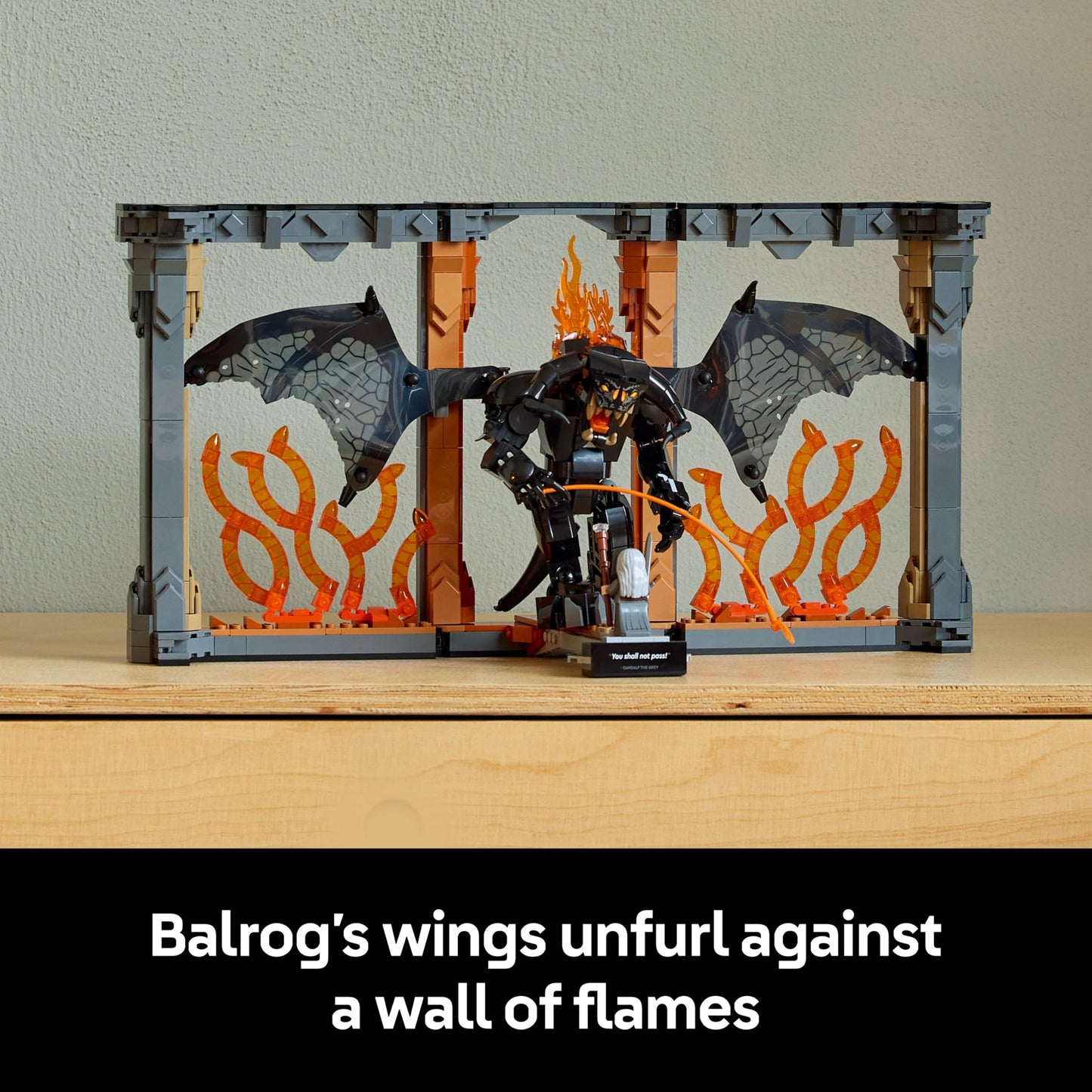 LEGO 10367 Icons The Lord of the Rings: Balrog Book Nook with a Gandalf the Grey Minifigure & Dragon Figure