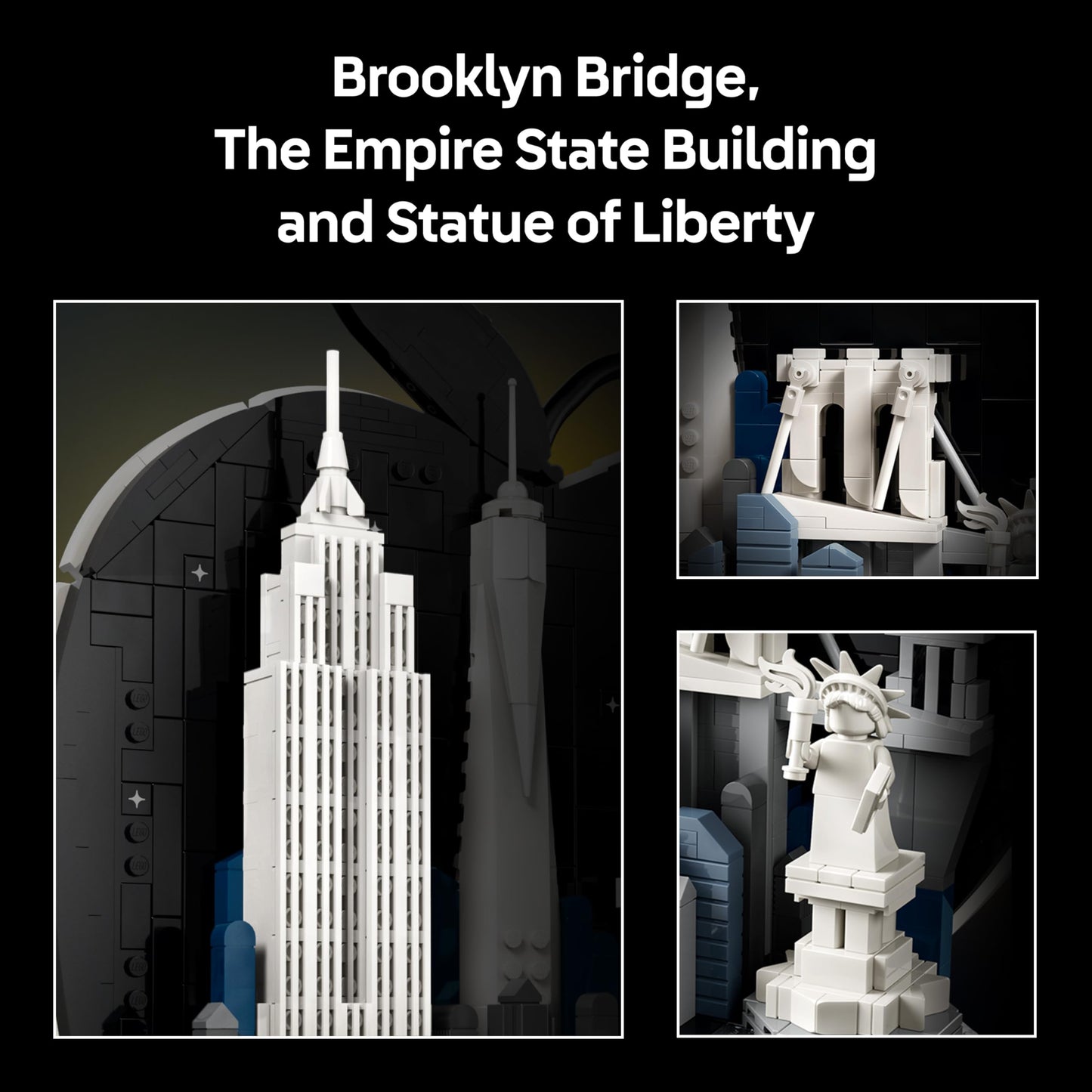 LEGO 21066 Architecture New York City – The Big Apple - Miniature Model Kit for Adults - 3D Shelf Decor w/Landmarks incl. Empire State Building & Brooklyn Bridge