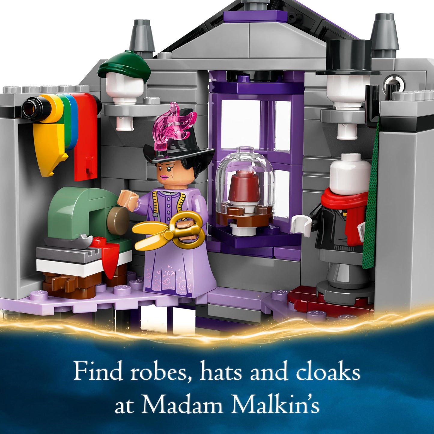 LEGO 76439 Harry Potter Ollivanders & Madam Malkin's Robes Set, Collectible Diagon Alley Wand and Clothes Shop Toys for 8 Plus Year Old Kids, Girls & Boys, with 6 Minifigures, Wizarding World Gifts
