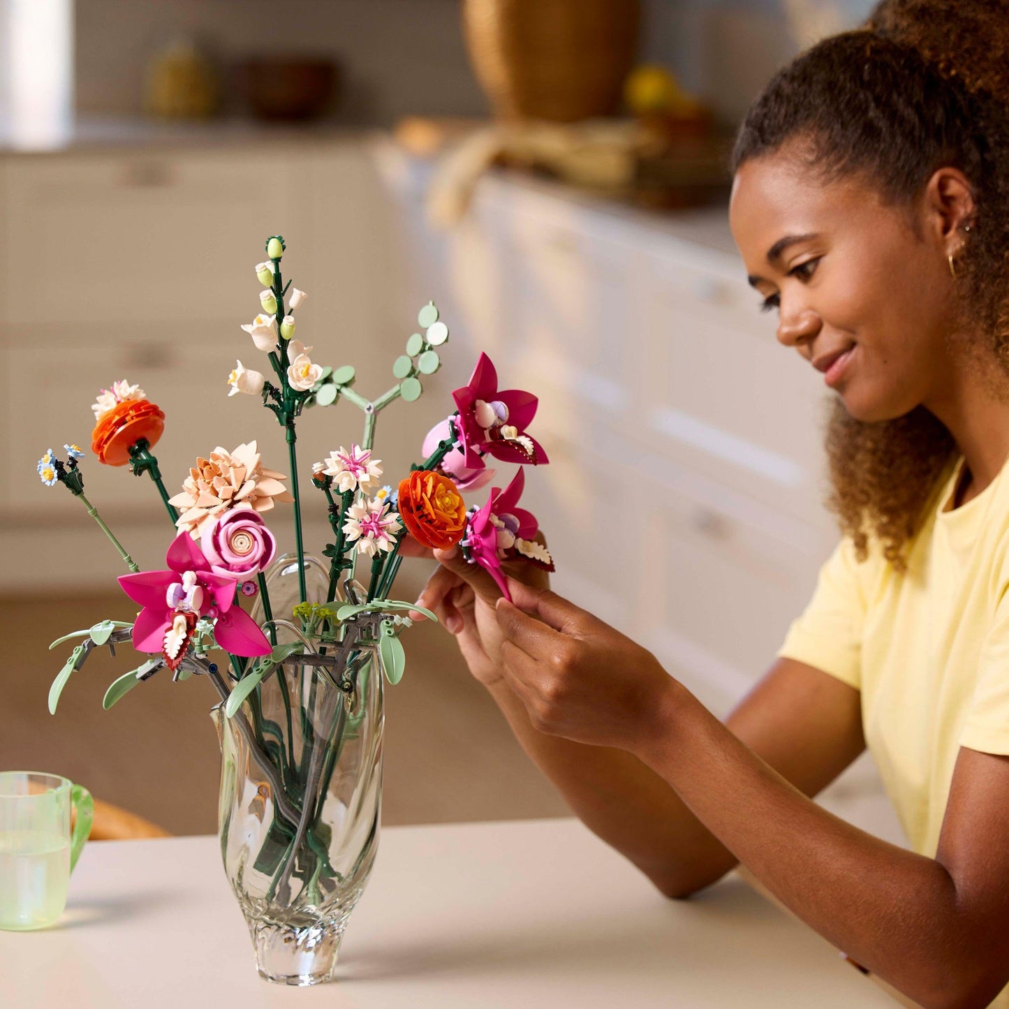 LEGO 10342 Botanicals Pretty Pink Flower Bouquet Set for Adults - Floral Home Decor Building Kit with Artificial Roses, Daisies, Cornflowers and Elderflowers - Nature Gifts for Women and Men - 10342