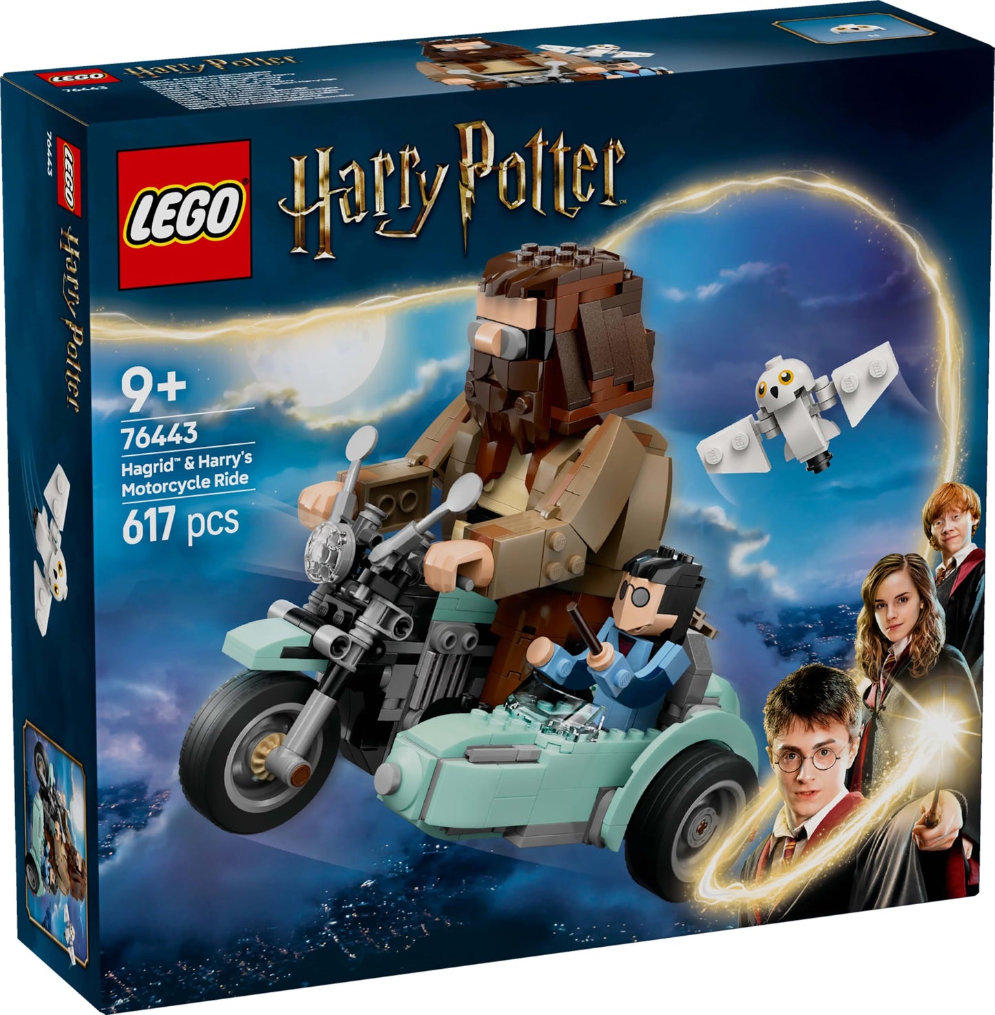 LEGO 76443 Harry Potter Hagrid & Harry’s Motorcycle Ride - Play and Display Motorbike Toy with a Sidecar & Hedwig Owl Figure