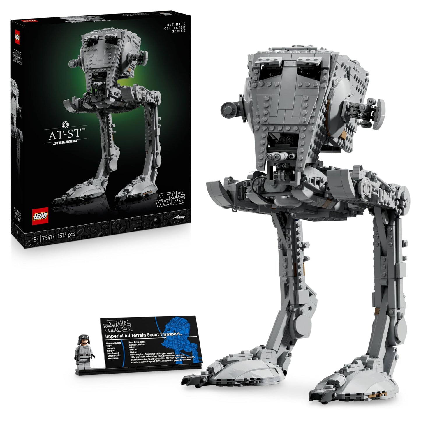 LEGO Star Wars 75417 AT-ST Walker Building Set for Adults - UCS Display Model Kit with a Minifigure & Information Plaque