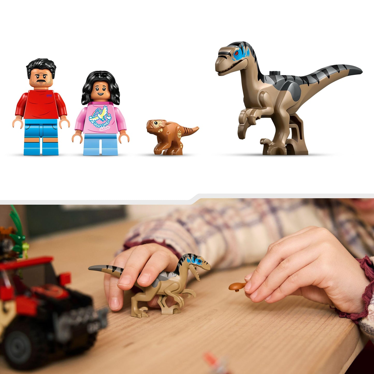 LEGO 76972 Jurassic World Raptor Off-Road Escape Dinosaur Toy - incl. 2 Dino Figures, Off-Road Car Toy & 2 Minifigures