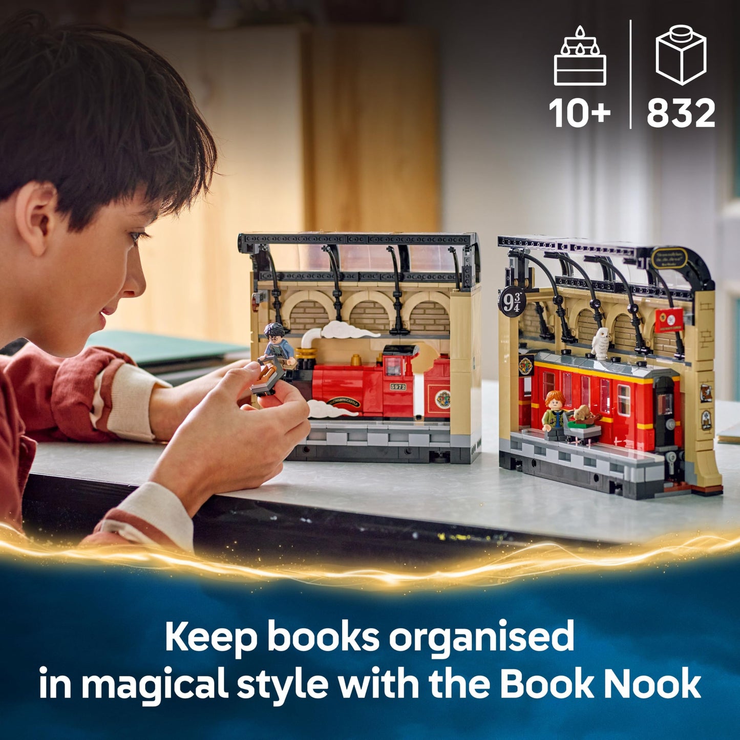 LEGO 76450 Harry Potter Book Nook : Hogwarts Express Set with a Train Toy, 2 Minifigures incl. Ron Weasley, plus Hedwig and Scabbers Figures